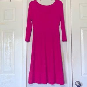 INC Womens Knit Ribbed Trim Casual MIDI Dress 3/4 sleeve Pink Size Small